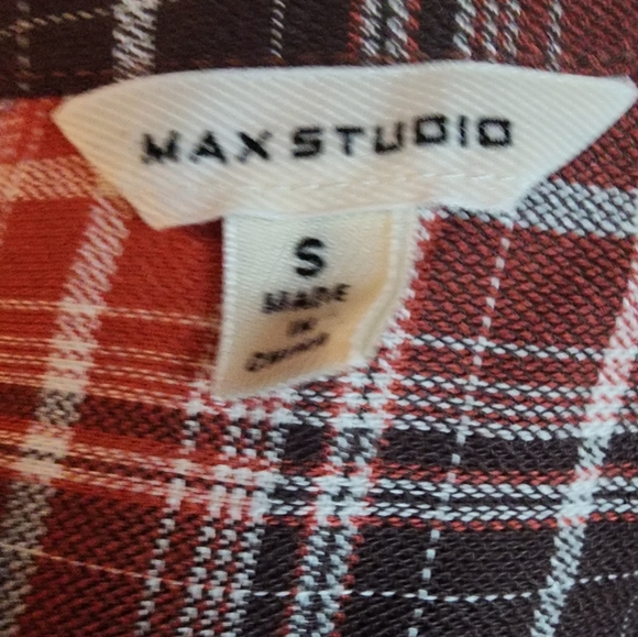 Max Studio Button Up in Red Plaid Size Small - Picture 3 of 3